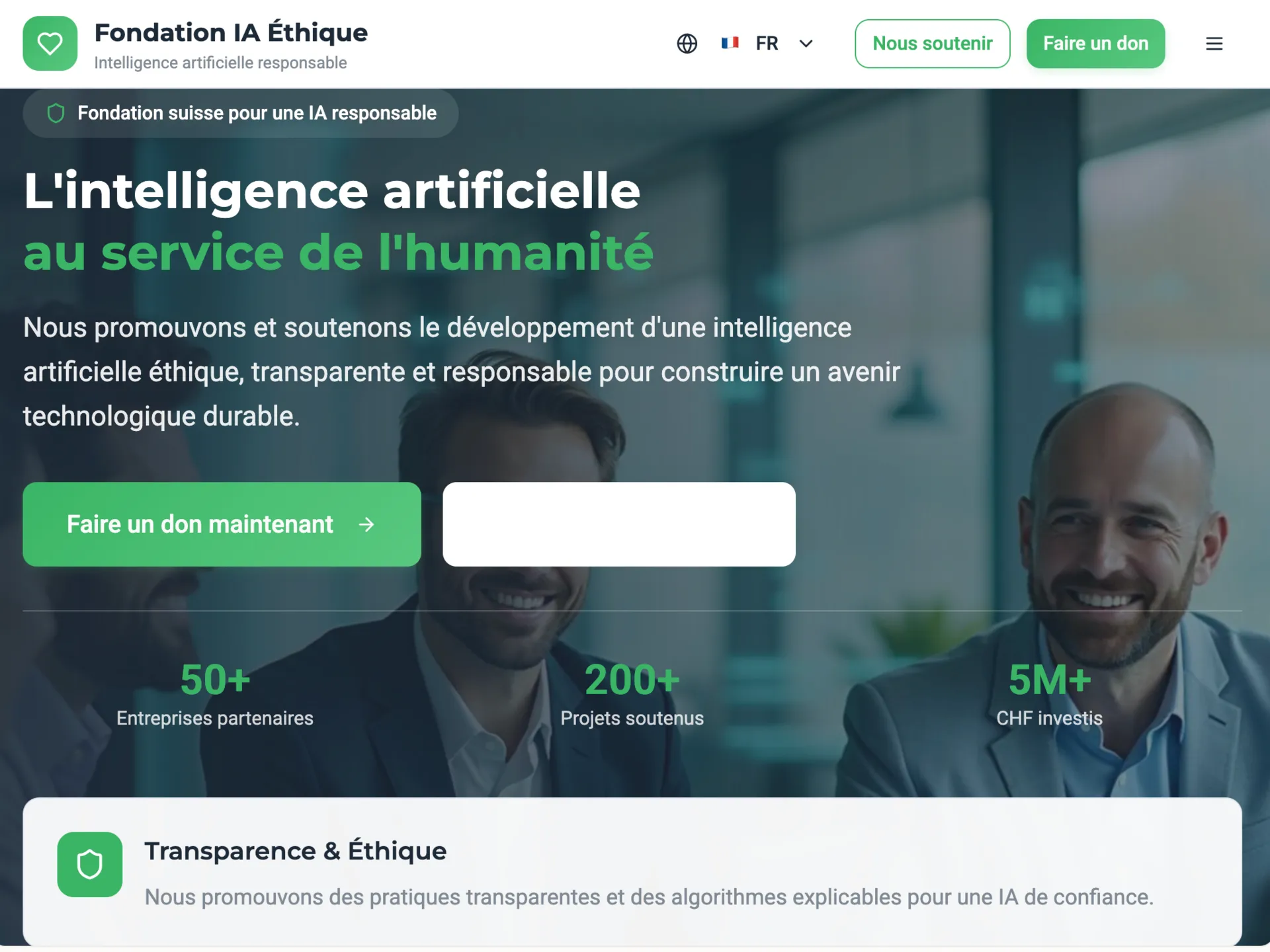 Résultat d'un site web généré par Lovable.dev - Fondation IA Éthique